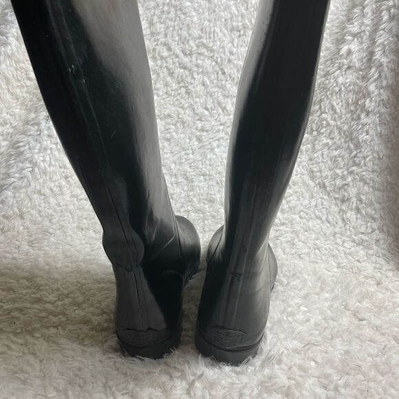Juicy Couture Black rubber knee high rain boots with pink side logo design SZ9 - Picture 4 of 10